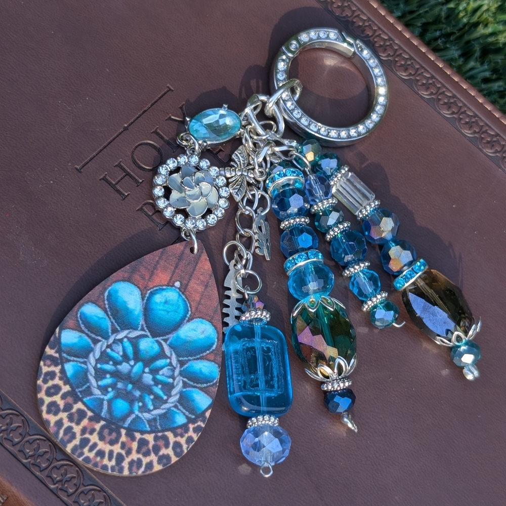 Custom Handbag Purse Charm Keychain Key Fob Crystal Glass Bling